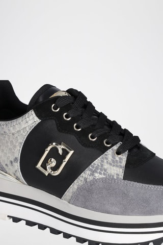 Sneakers plateformes en cuir - Gris et noir