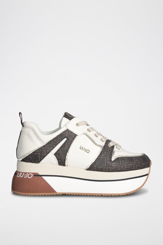 Sneakers plateformes en cuir - Blanc et noir