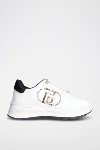 Sneakers plateformes - Blanc et doré