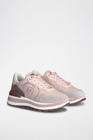 Sneakers plateformes - Beige et rose