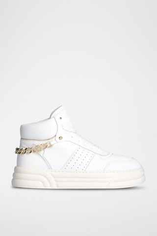 Sneakers montantes plateformes en cuir de taureau Cléo - Blanc