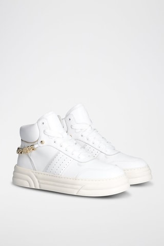 Sneakers montantes plateformes en cuir de taureau Cléo - Blanc