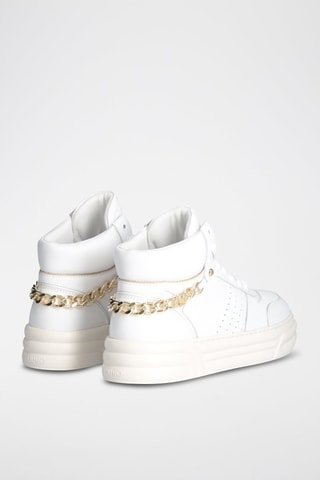 Sneakers montantes plateformes en cuir de taureau Cléo - Blanc
