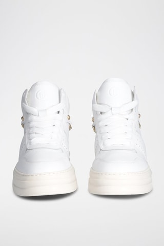 Sneakers montantes plateformes en cuir de taureau Cléo - Blanc