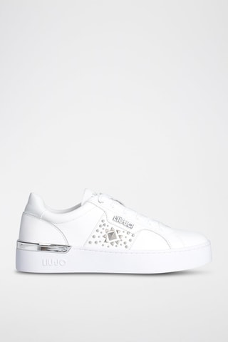 Sneakers plateformes en cuir de taureau Silvia - Blanc