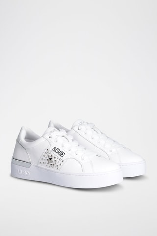 Sneakers plateformes en cuir de taureau Silvia - Blanc