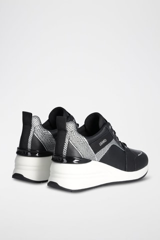 Sneakers compensées en cuir de taureau Alyssa - Noir