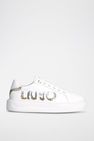 Sneakers plateformes en cuir de taureau Kylie - Blanc