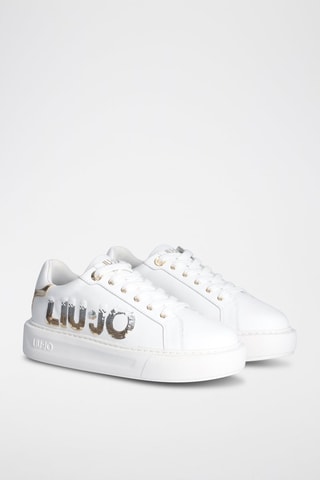 Sneakers plateformes en cuir de taureau Kylie - Blanc
