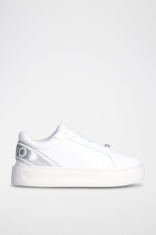 Sneakers plateformes en cuir de taureau Kylie - Blanc