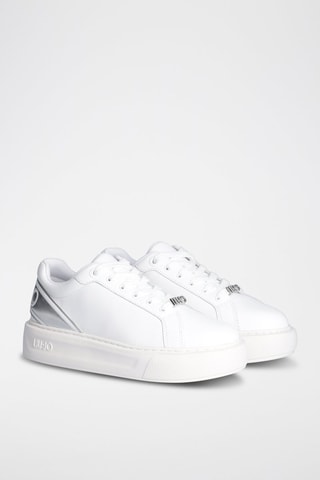 Sneakers plateformes en cuir de taureau Kylie - Blanc