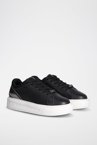 Sneakers plateformes en cuir de taureau Kylie - Noir