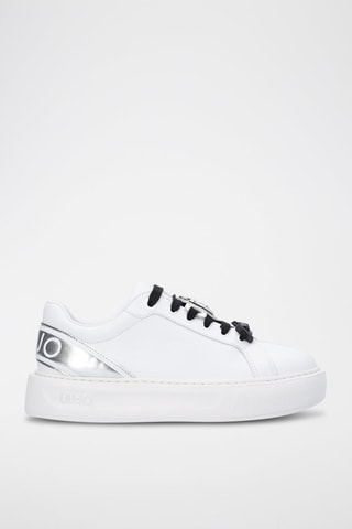 Sneakers plateformes en cuir de taureau Kylie - Blanc