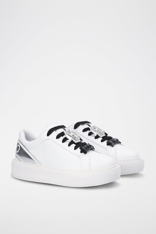 Sneakers plateformes en cuir de taureau Kylie - Blanc