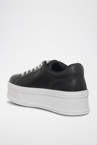 Sneakers plateformes en cuir de taureau Maxi Wonder - Noir