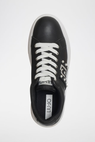 Sneakers plateformes en cuir de taureau Maxi Wonder - Noir