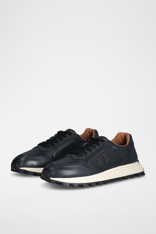 Baskets en cuir Running - Bleu marine