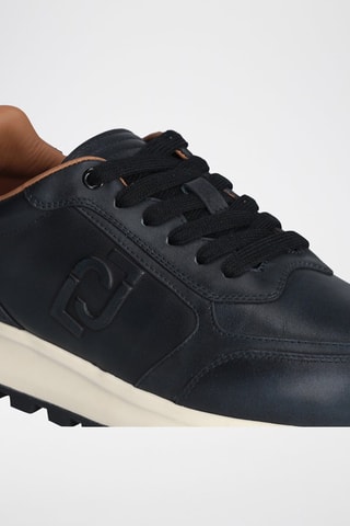 Baskets en cuir Running - Bleu marine