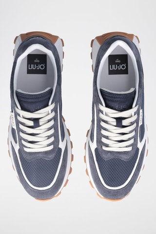 Baskets en cuir Running - Bleu marine