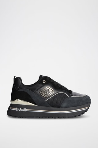 Baskets plateformes en cuir de taureau Maxi Wonder - Noir