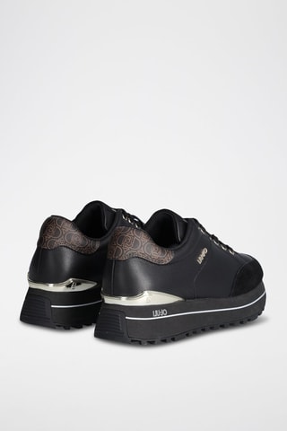 Baskets plateformes en cuir de taureau Maxi Wonder - Noir