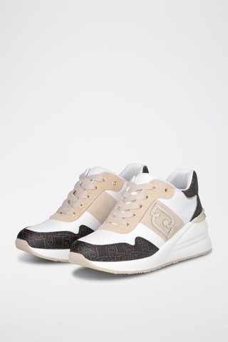 Baskets compensées en cuir Alyssa - Blanc