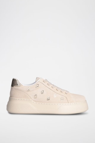 Baskets en cuir de taureau nubuck Tami - Rose poudré