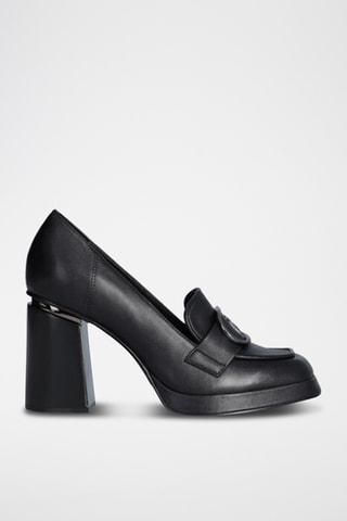 Mocassins à talons en cuir Nana - Noir