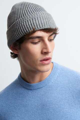 Bonnet en maille côtelée - Gris