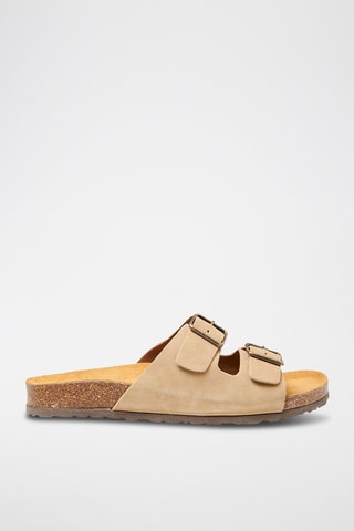 Sandales compensées en cuir - Beige