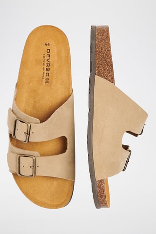 Sandales compensées en cuir - Beige