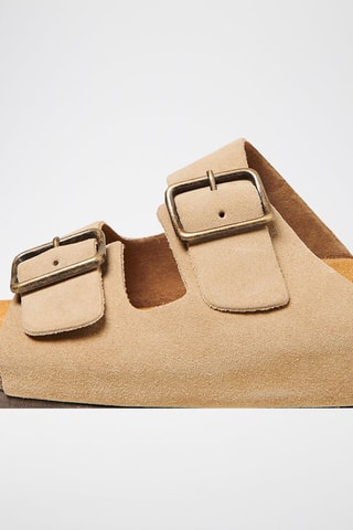 Sandales compensées en cuir - Beige