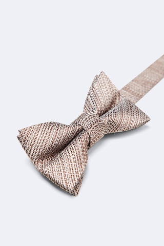 Nœud papillon en soie - Marron clair et blanc