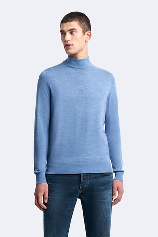 Pull en laine mérinos - Bleu