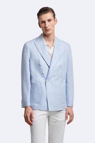 Veste de costume slim en lin - Bleu