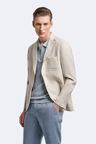 Veste de costume slim en lin - Beige