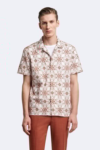 Chemise regular - Blanc et marron