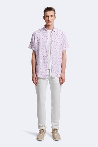 Chemise regular - Blanc et violet clair