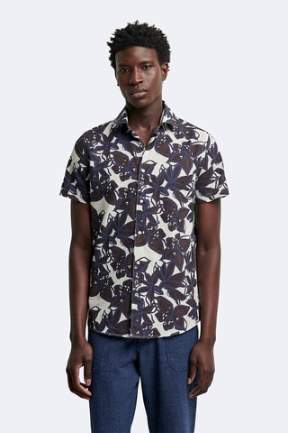 Chemise slim - Blanc et marron