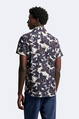 Chemise slim - Blanc et marron