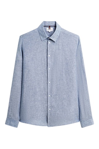 Chemise slim en lin - Bleu