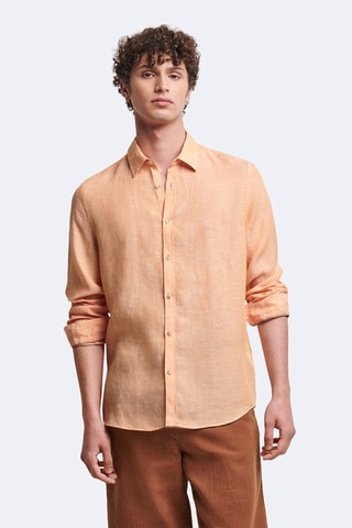Chemise slim en lin - Orange