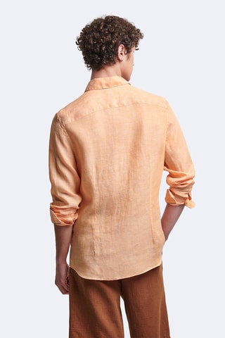 Chemise slim en lin - Orange