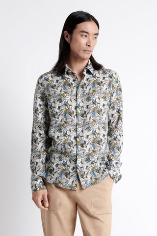 Chemise slim en lin - Multicolore