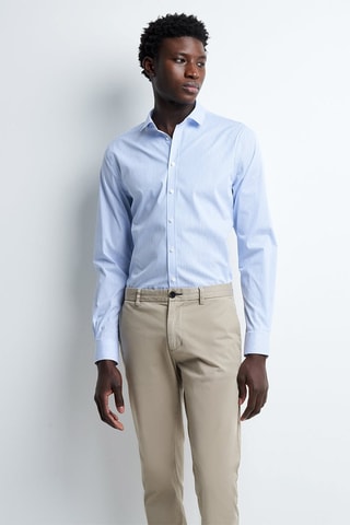 Chemise slim - Blanc et bleu