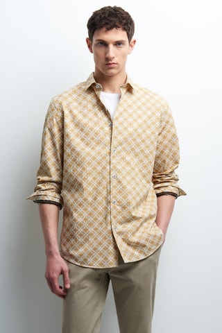 Chemise slim en popeline - Jaune