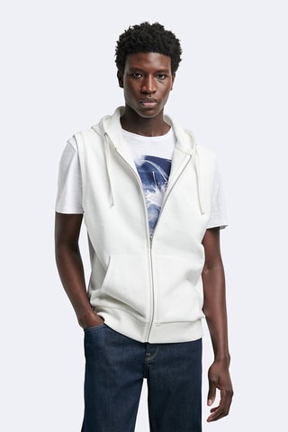 Sweat regular à capuche sans manches - Écru