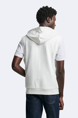Sweat regular à capuche sans manches - Écru