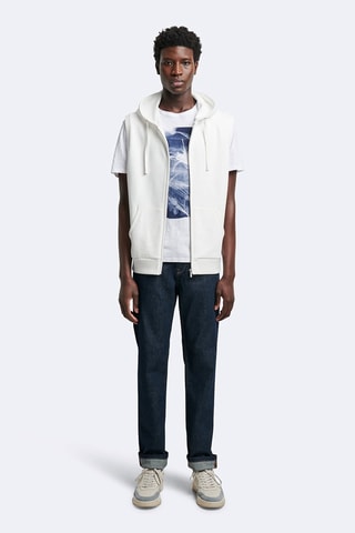 Sweat regular à capuche sans manches - Écru