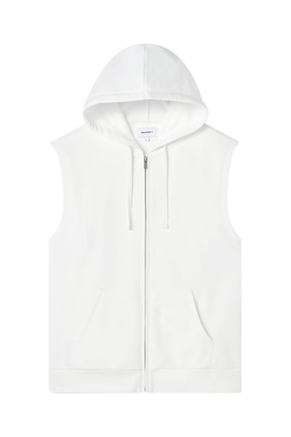 Sweat regular à capuche sans manches - Écru